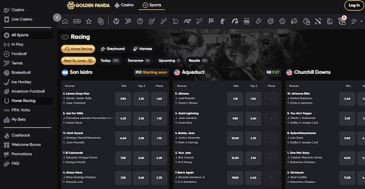 Odds display from Golden Panda, a major player among the best betting sites in India.
